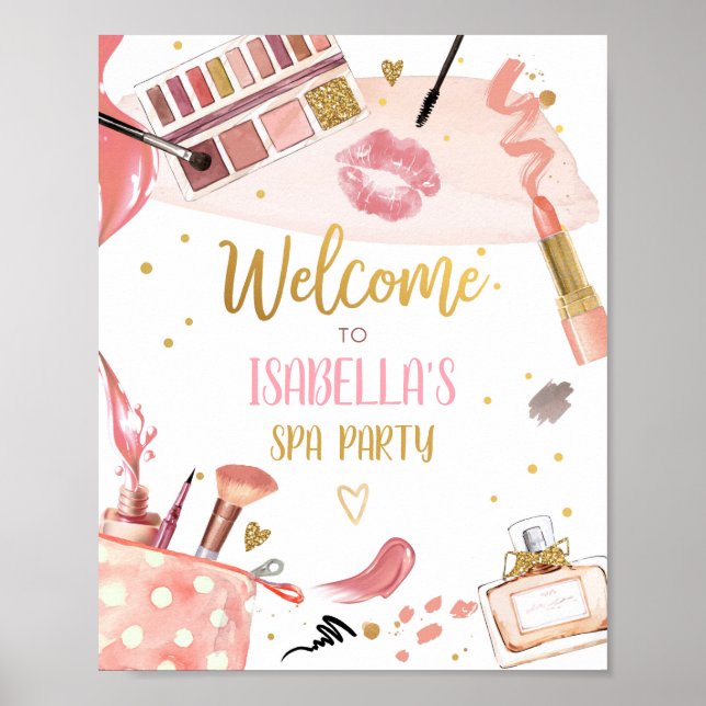 Spa Party Glitz Glam Makeup Girl Welcome Poster (Front)