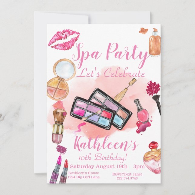 Spa Party Invitation, Editable Birthday, Any Age Invitation (Front)