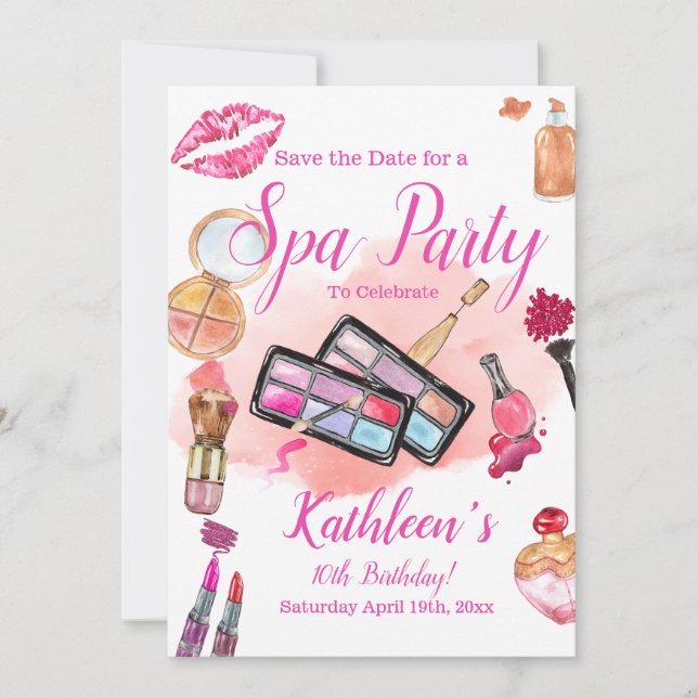 Spa Party Invitation, Editable Birthday Any Age Save The Date (Front)
