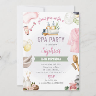 Spa Party Invitation, Natural Calm Refresh Pamper Invitation
