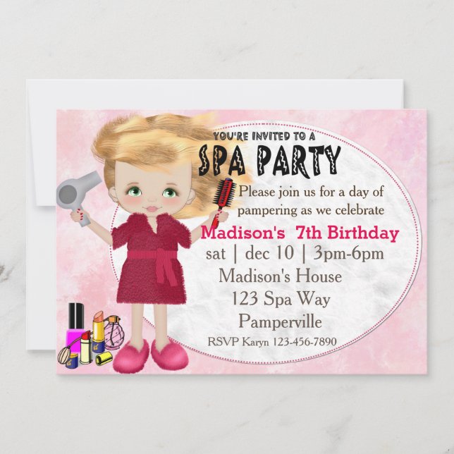 Spa Party Invite (Front)