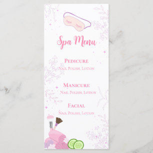 Spa Party Menu