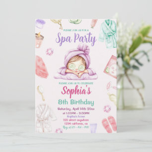 Spa Party Pamper Glam Day Party Girls Birthday  Invitation