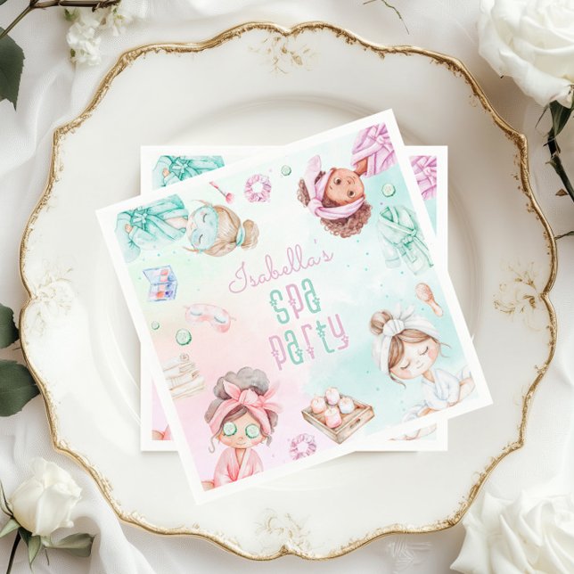 Spa party Pamper party pastel Birthday party Napkin (Creator Uploaded)