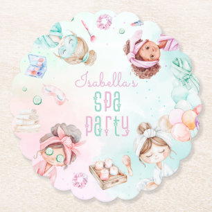 Spa party Pamper party pastel Birthday party Paper Coaster