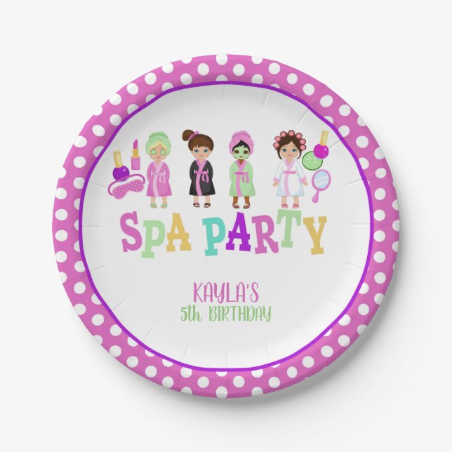 Spa Party Paper Plate - Girls - WH - Custom (Front)