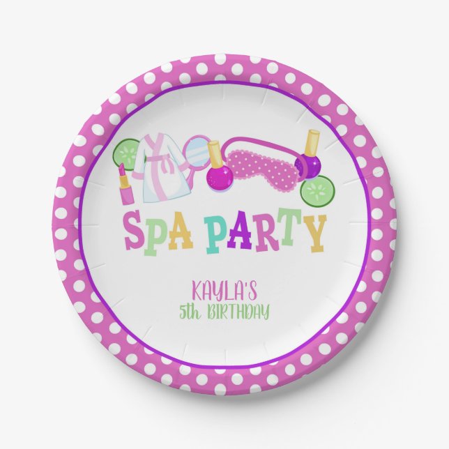 Spa Party Paper Plate - WH - Custom (Front)