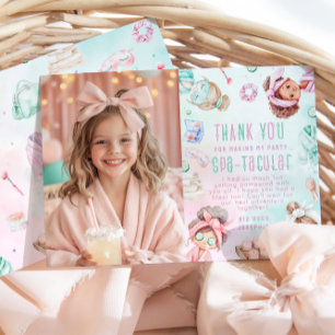 Spa party Pastel Birthday Photo Thank you Card