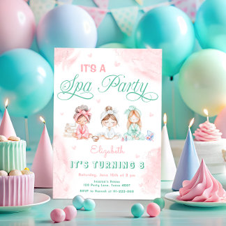 Spa Party Pastel Kids Birthday  Invitation
