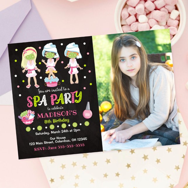 Spa Party Photo Birthday Invitation (Creator Uploaded)