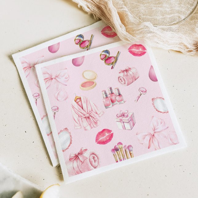 Spa Party Pink Birthday Party Napkin (Creator Uploaded)