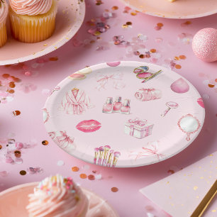 Spa Party Pink Birthday Party Paper Plate