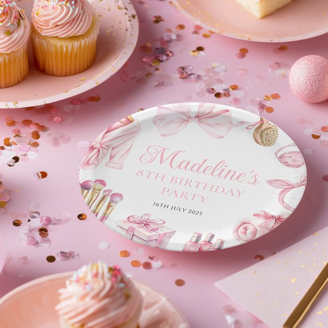 Spa Party Pink Birthday Party Paper Plate (Creator Uploaded)
