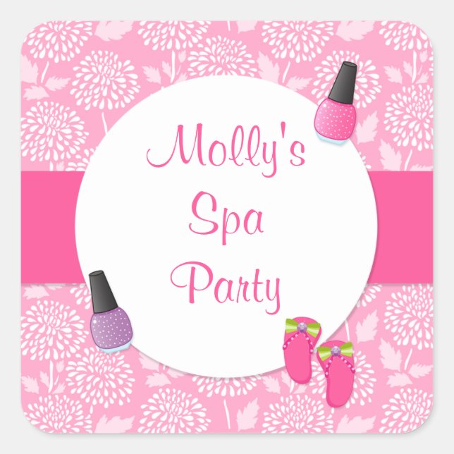 Spa Party Square Sticker (Front)