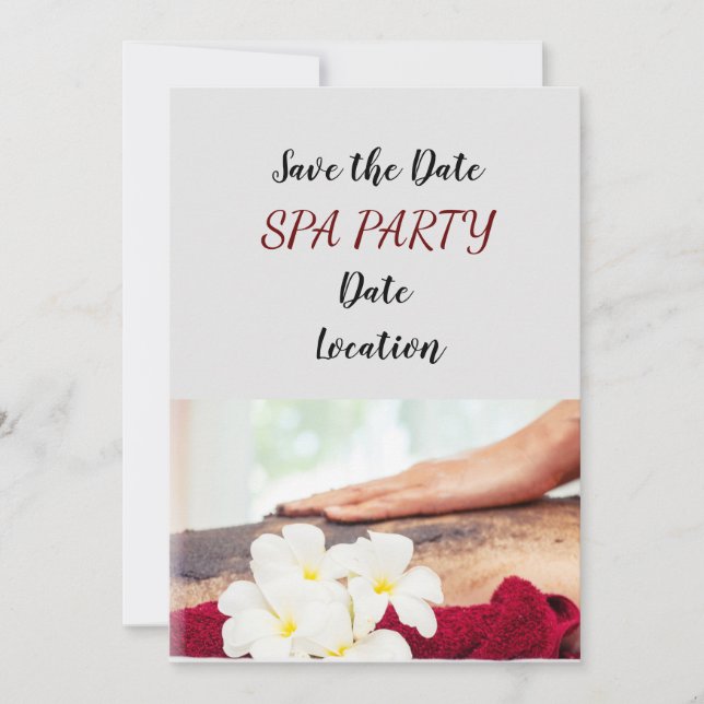 Spa party with hand massage with salt on back invitation (Front)