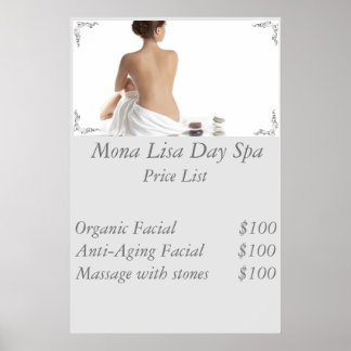Spa price List Poster