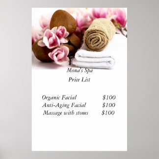 Spa price List Poster
