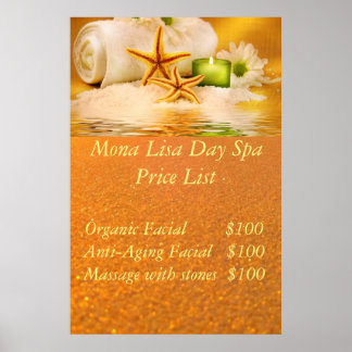 Spa price List Poster
