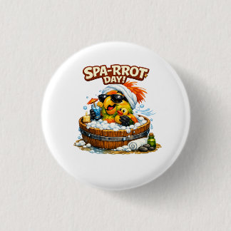 Spa-rrrot Day Funny Parrot Spa Relax Design 3 Cm Round Badge