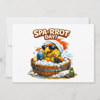 Spa-rrrot Day Funny Parrot Spa Relax Design Invitation