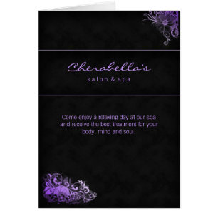 Spa Salon Brochure Greeting Card Floral Purple