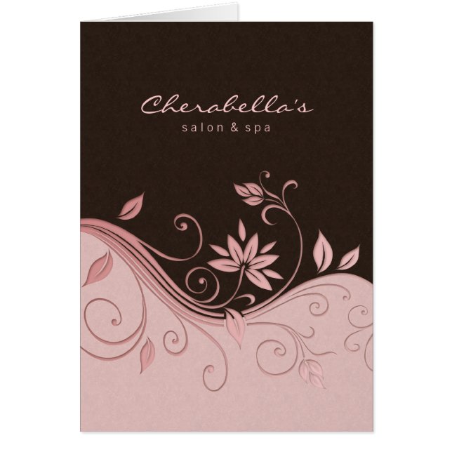 Spa Salon Brochure Greeting Card Pink Flowers (Front)