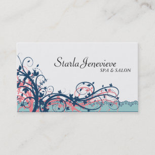 Spa & Salon Business Card - Blue Elegant Floral