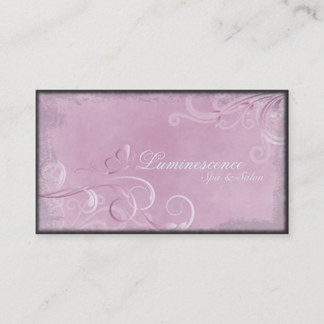 Spa Salon Business Card Vintage Swirls Butterfly (Front)