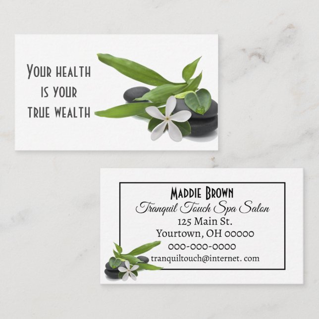 Spa Salon Hot Stones and Flower Business Card (Front/Back)