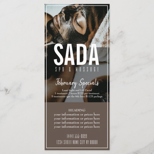 Spa Salon Massage Menu Price List (Front)