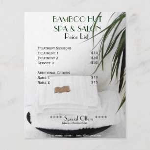 Spa Salon massage price list A5 flyer