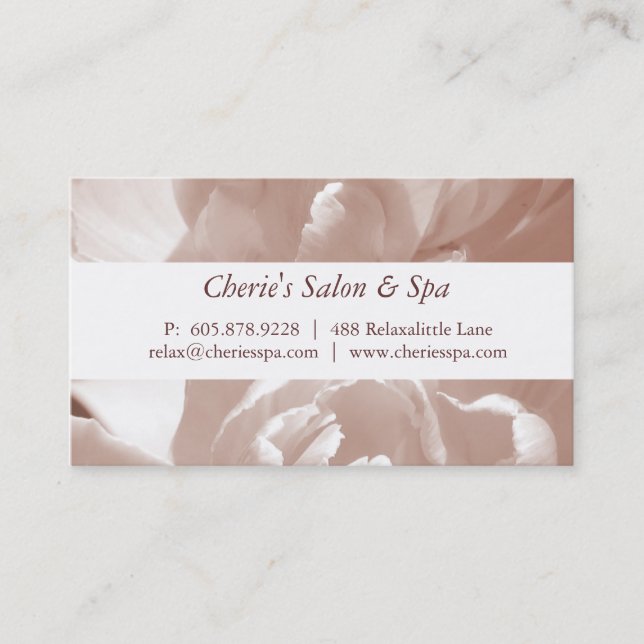Spa - Salon sepia Flower Business Card (Front)