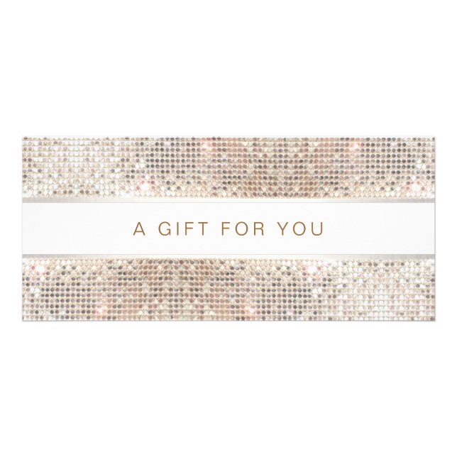 Spa Salon Striped FAUX Silver Sequin Rack Card (Front)