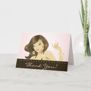 Spa Salon Thank You Card Pretty Pink Woman