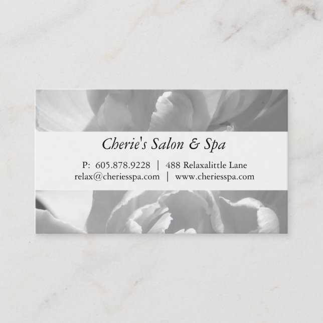 Spa - Salon White Flower Business Card (Front)