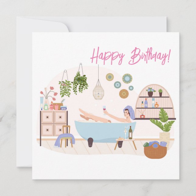Spa Self Care Happy Birthday Woman Gift Card (Front)