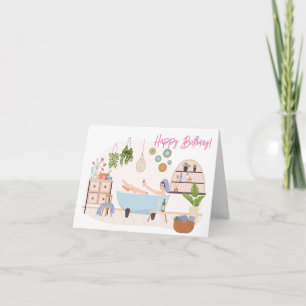Spa Self Care Happy Birthday Woman Greeting Card