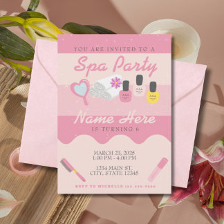 Spa Self Care Pink Birthday Party Invitation