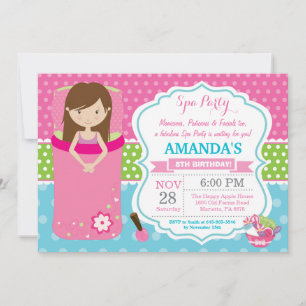 Spa Sleepover Birthday Party Invitation