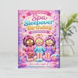 Spa Sleepover Birthday Party Invitation-Girls Spa Invitation