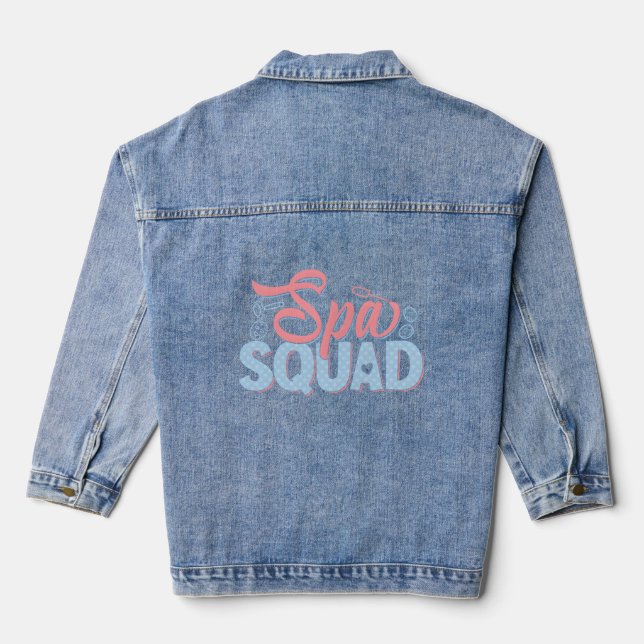 Spa Squad Massage Therapist Masseuse Denim Jacket (Back)