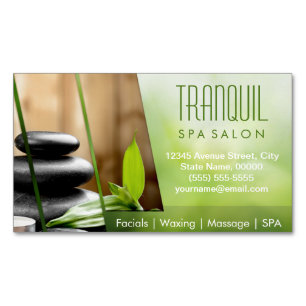 SPA Still Life Beautiful Green Massage Salon Magnetic Business Card