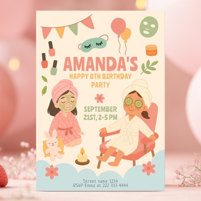 Spa themed birthday party for girls invitation (Creator Uploaded)