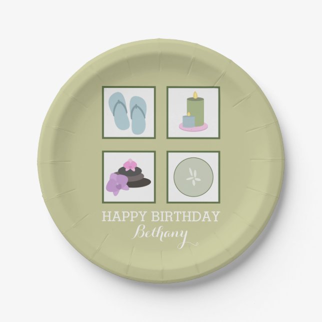 Spa Themed Birthday Party Plates (Front)