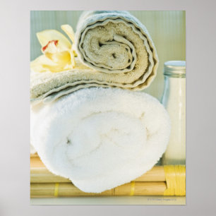 Spa towels and tropical flower poster