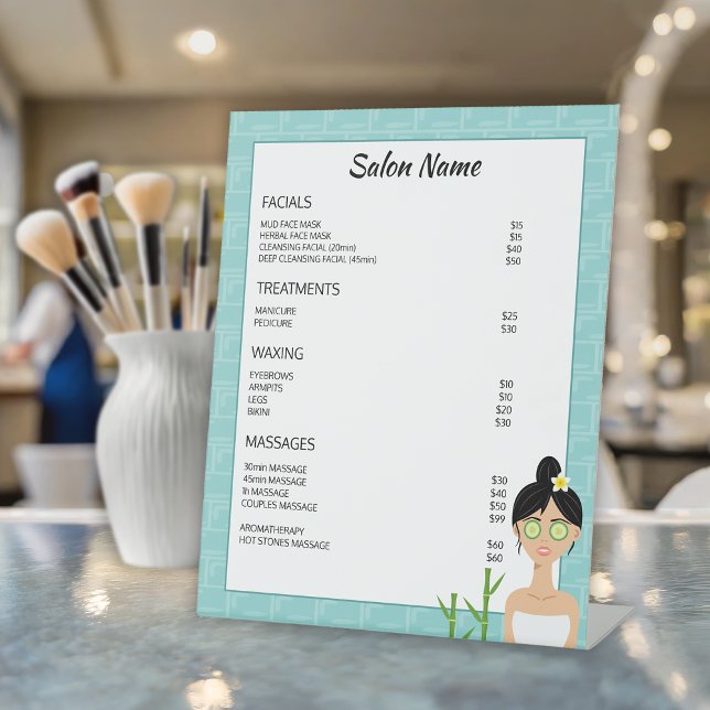 Spa Woman Illustration  - Custom Spa Business Menu Pedestal Sign (Creator Uploaded)