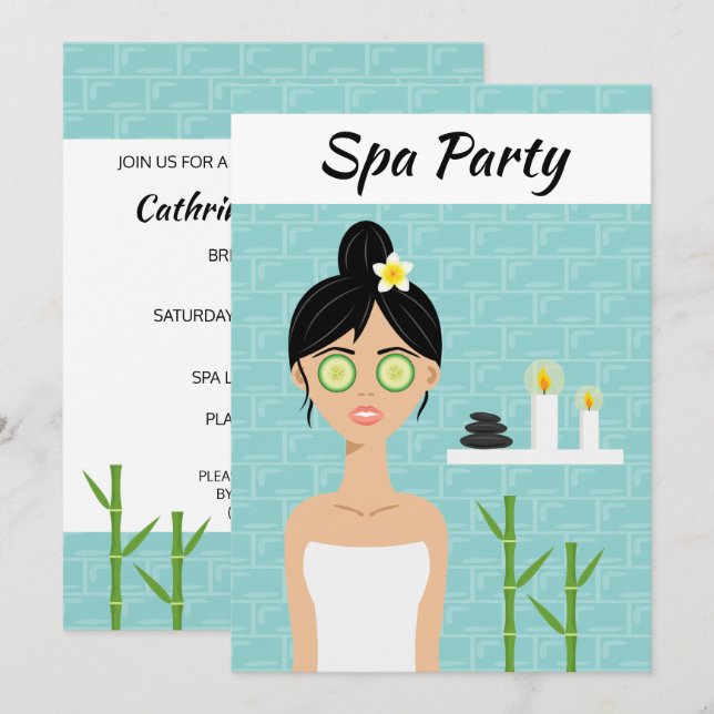 Spa Woman Illustration Spa Day Bridal Shower Invitation (Front/Back)