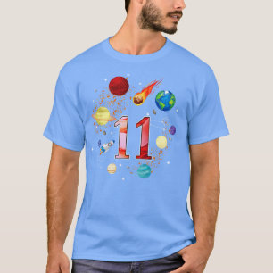 Space 11 Years Old 11th Birthday Boys Planets Astr T-Shirt