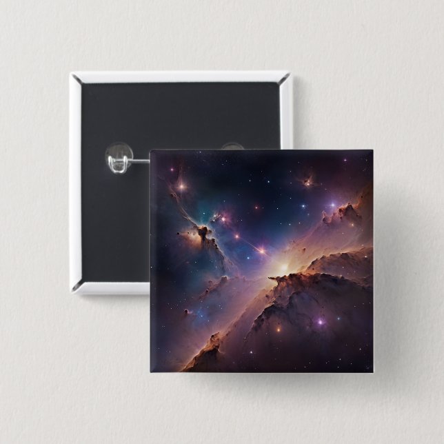 Space 15 Cm Square Badge (Front & Back)