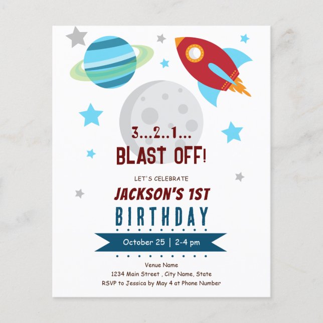Space 1st Birthday Budget (Front)